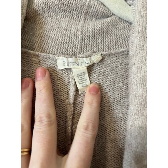 Eileen Fisher Oatmeal Tan Short Sleeve Cardigan Kimono Cape Sweater Sz S/M - Picture 5 of 7